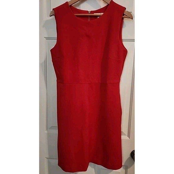 Spencer and Shaw Poppy Red Sleevless Sheath Dress Large Slimming - Picture 1 of 10